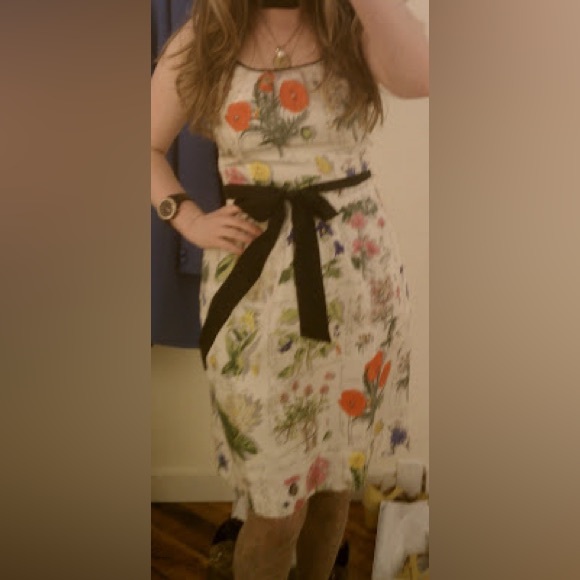 Anthro Moulinette Soeurs 100% Silk Floral Botanical Print A-Line Dress - Picture 8 of 13